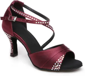 Women's Peep Toe Sandals Latin Salsa Tango Practice Ballroom Dance Shoes with 2.75" Heel