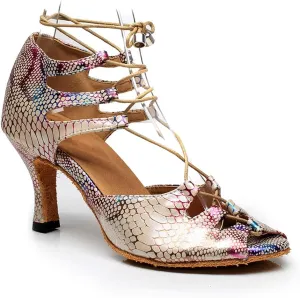 Women's Peep toe Sandals Latin Salsa Tango Practice Ballroom Dance Shoes with 2.75" Heel
