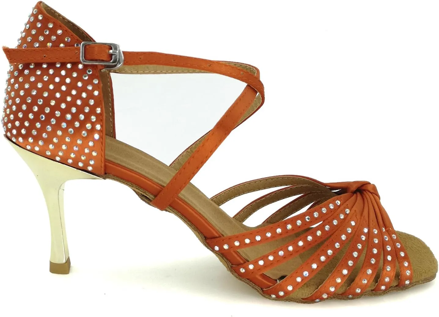 Women's Peep Toe Sandals Latin Salsa Tango Practice Ballroom Dance Shoes with 3.3" Heel