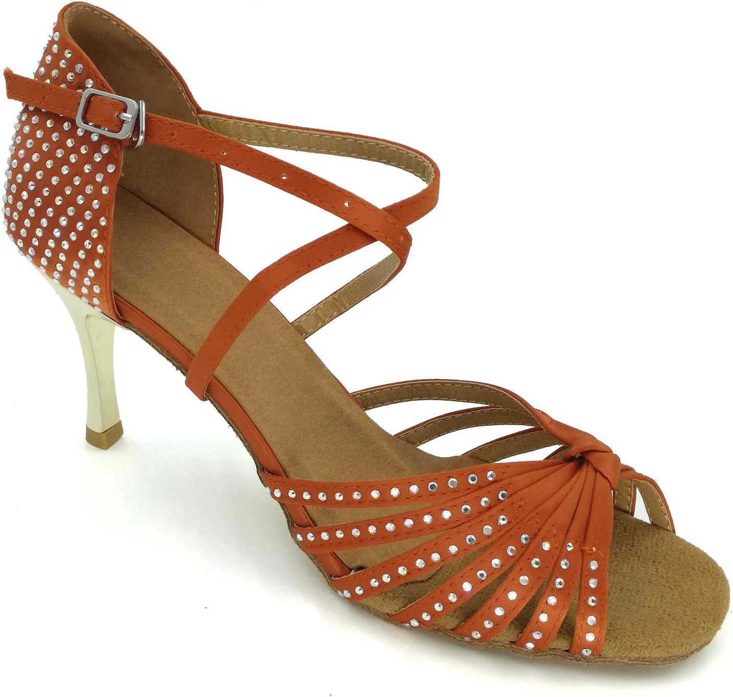 Women's Peep Toe Sandals Latin Salsa Tango Practice Ballroom Dance Shoes with 3.3" Heel