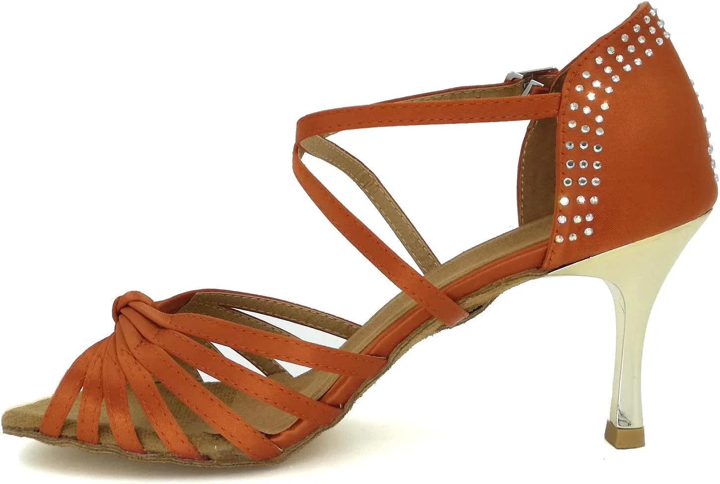 Women's Peep Toe Sandals Latin Salsa Tango Practice Ballroom Dance Shoes with 3.3" Heel