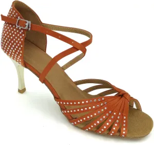 Women's Peep Toe Sandals Latin Salsa Tango Practice Ballroom Dance Shoes with 3.3" Heel