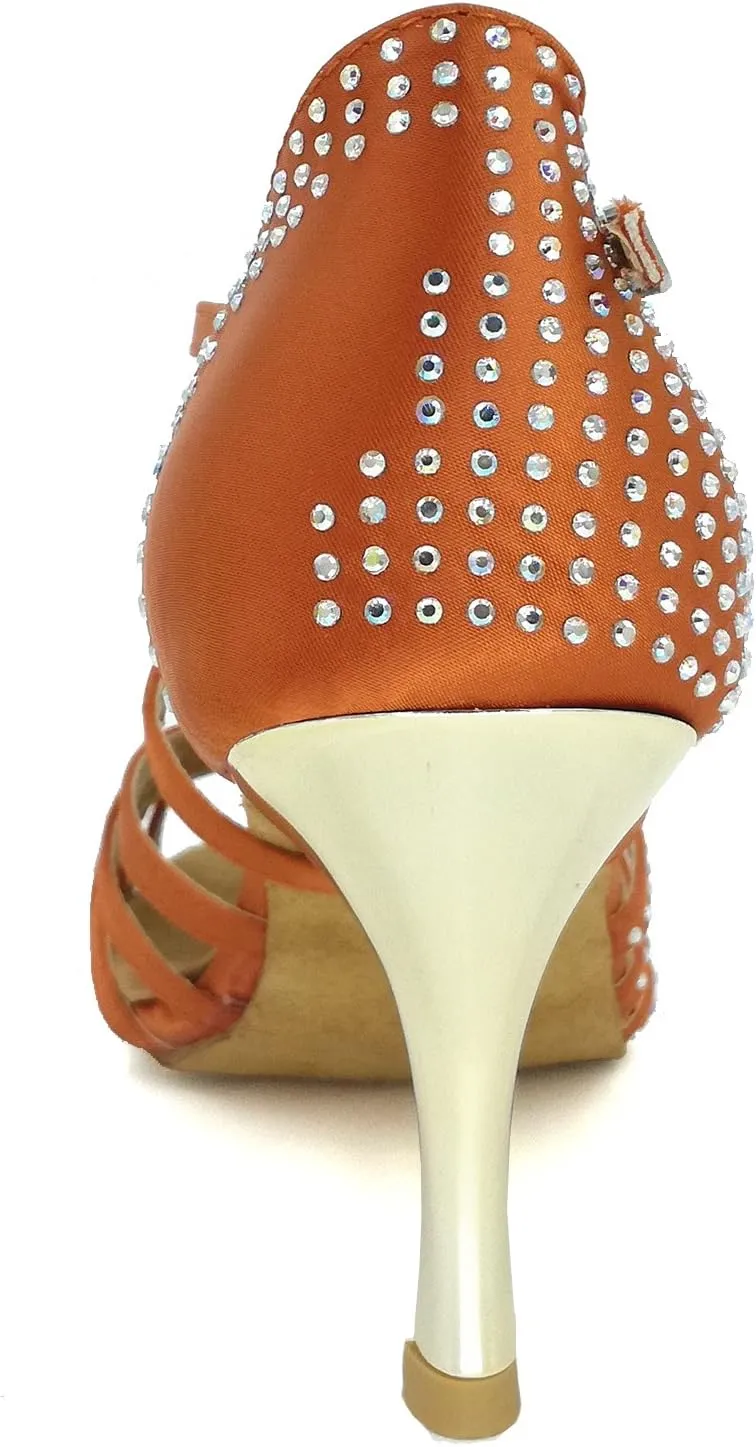 Women's Peep Toe Sandals Latin Salsa Tango Practice Ballroom Dance Shoes with 3.3" Heel