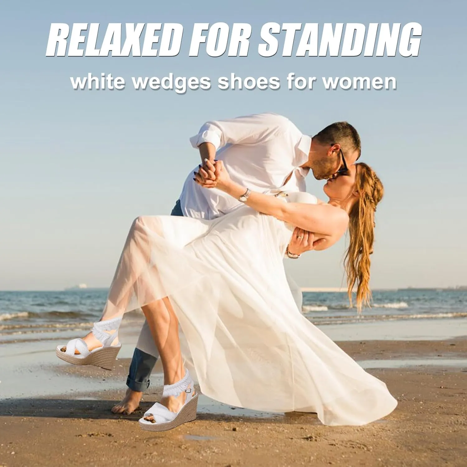 Women's Platform Sandals Wedge Open Toe Ankle Strap lace Wedding Shoes Bridesmaid Shoes