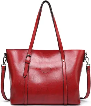 Womens PU Leather Handbag Top Handle Tote Shoulder Hobo Bag Satchel Purse