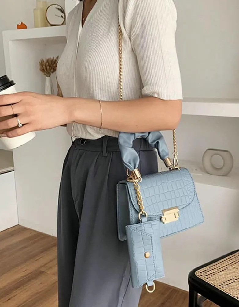 Womens PU Leather Purses Luxury Handbag Flap Shoulder Crossbody Satchel Crocodile Pattern Clutch Ladies Totes