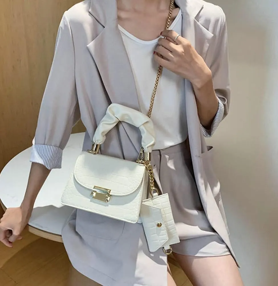 Womens PU Leather Purses Luxury Handbag Flap Shoulder Crossbody Satchel Crocodile Pattern Clutch Ladies Totes