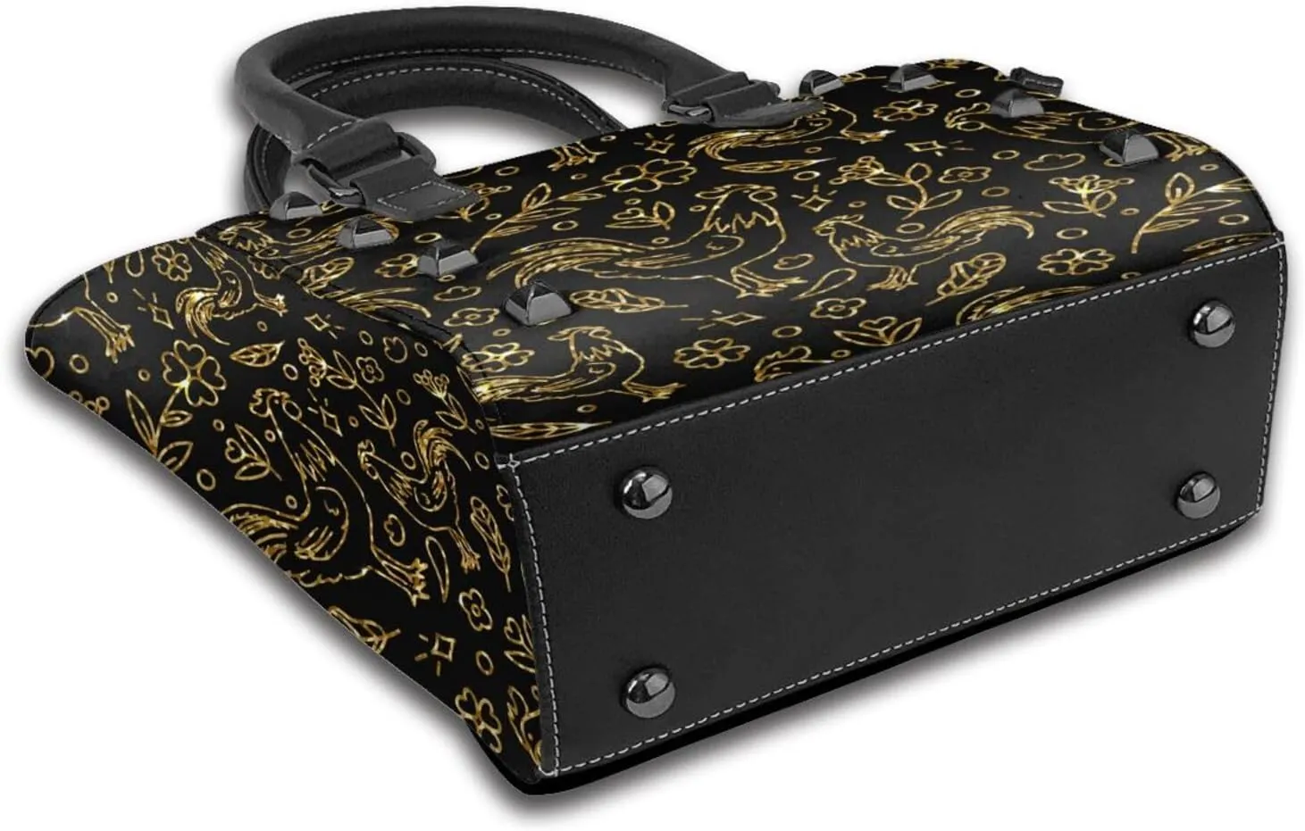 Women's PU Leather Shoulder Bag Handbag Shopping Purse Handle Satchels Studded Totes Clutch Bag