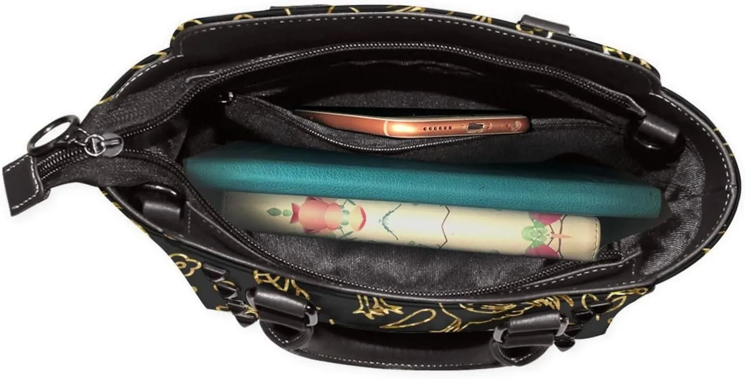 Women's PU Leather Shoulder Bag Handbag Shopping Purse Handle Satchels Studded Totes Clutch Bag