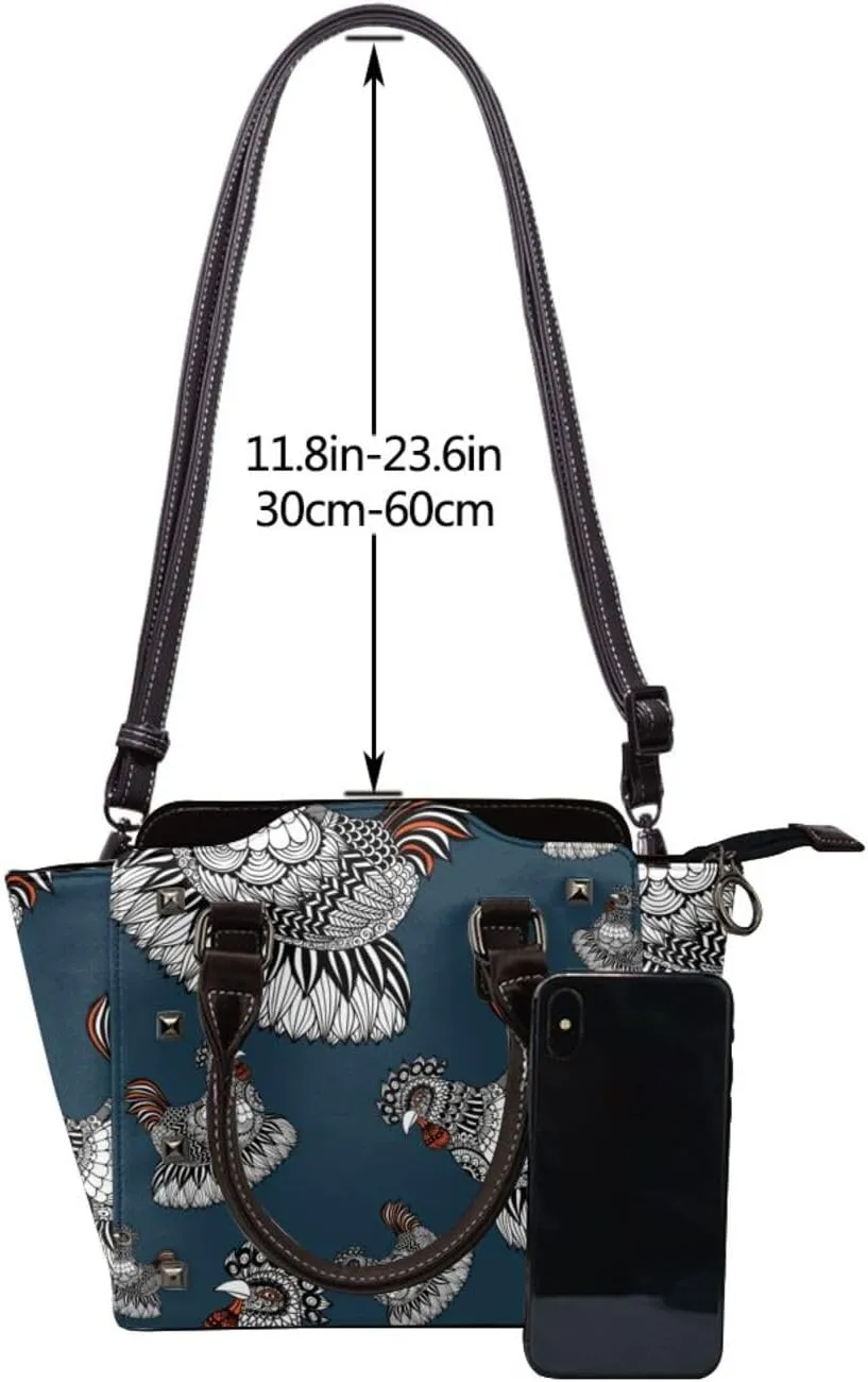 Women's PU Leather Shoulder Bag Handbag Shopping Purse Handle Satchels Studded Totes Clutch Bag