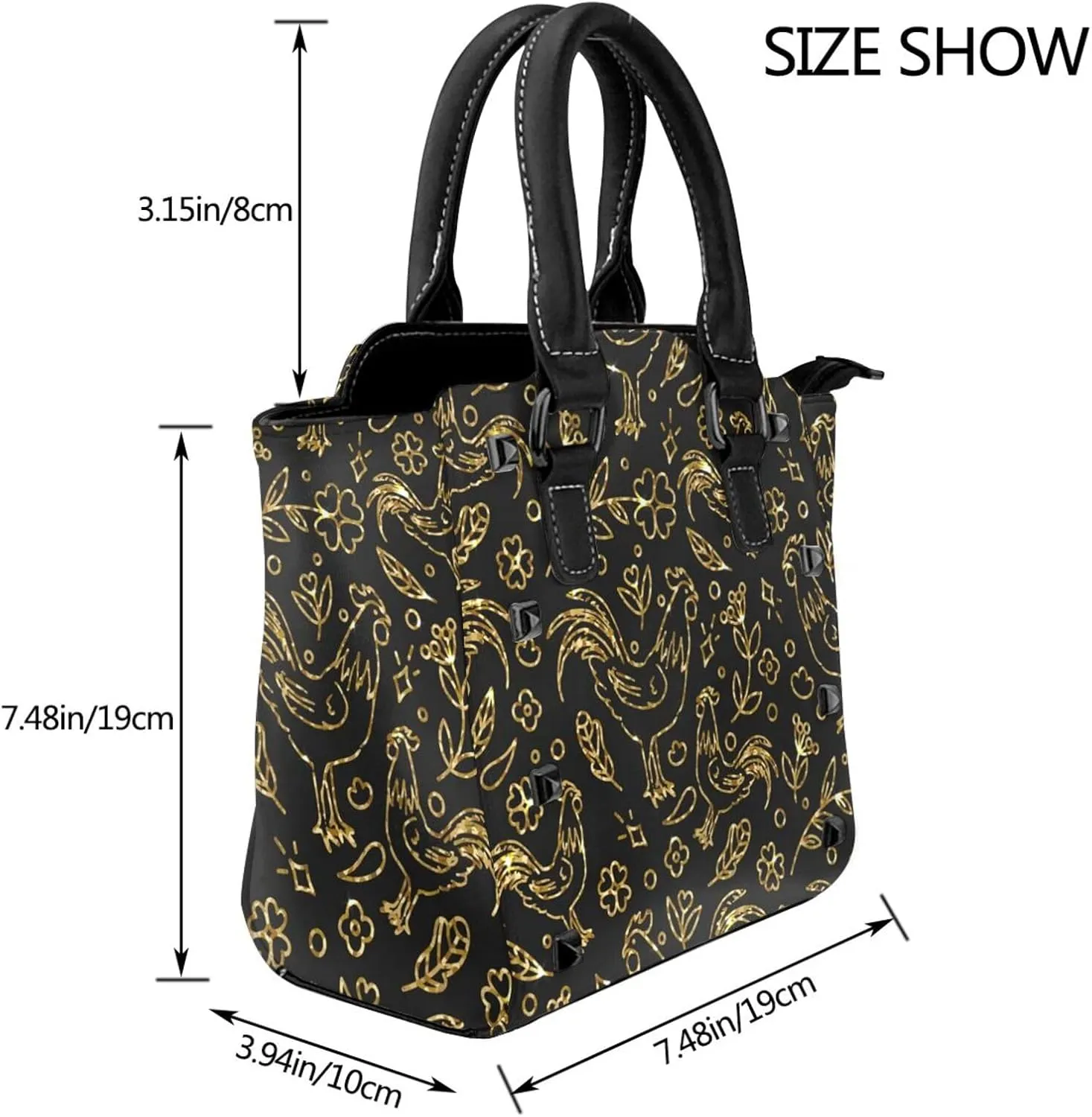 Women's PU Leather Shoulder Bag Handbag Shopping Purse Handle Satchels Studded Totes Clutch Bag