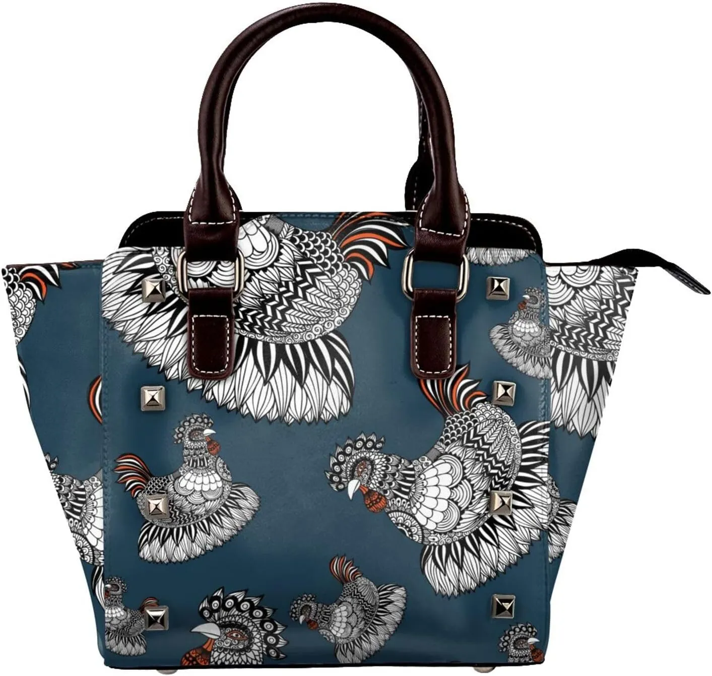 Women's PU Leather Shoulder Bag Handbag Shopping Purse Handle Satchels Studded Totes Clutch Bag