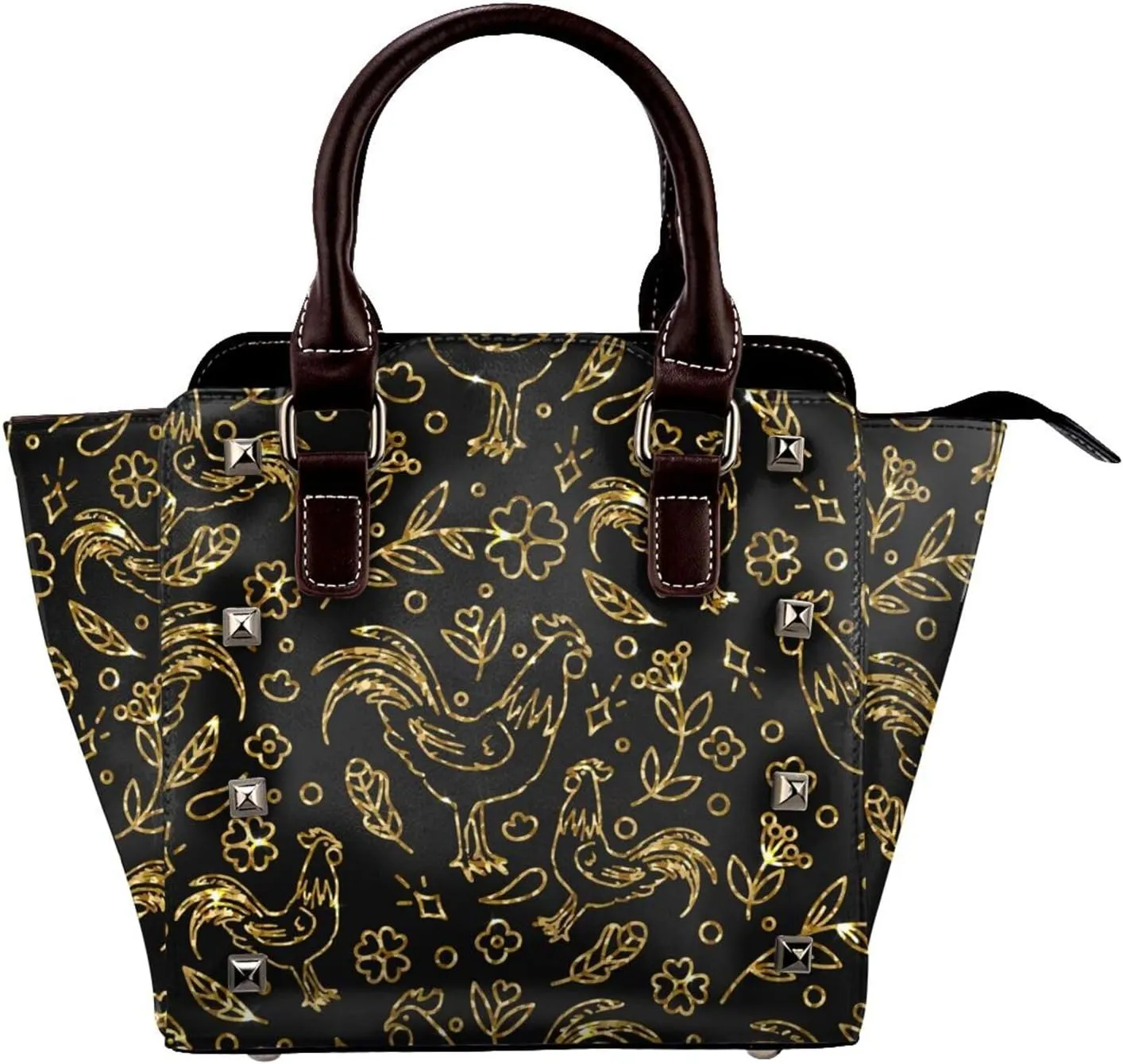 Women's PU Leather Shoulder Bag Handbag Shopping Purse Handle Satchels Studded Totes Clutch Bag