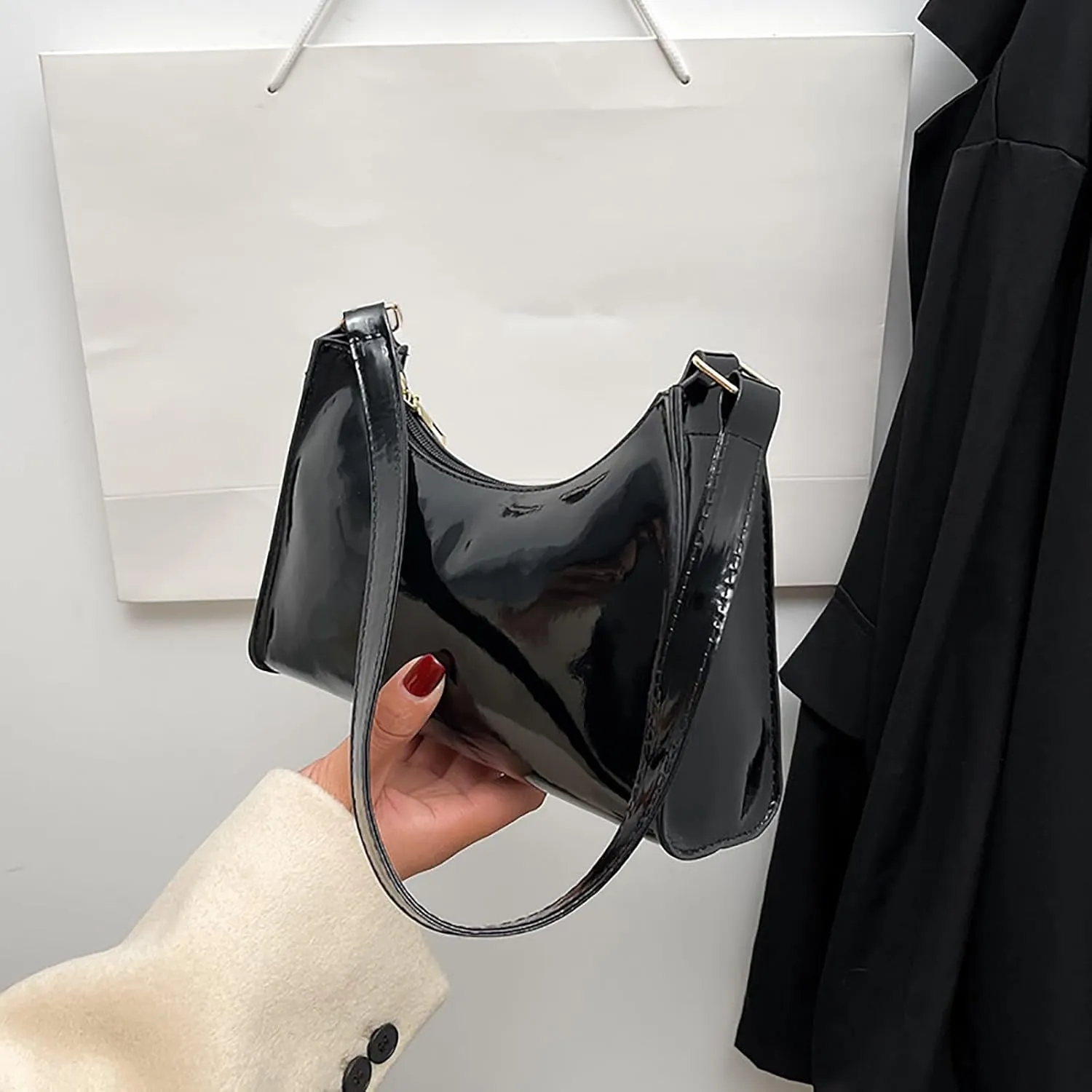 Women's Purses and Handbags Small Capacity Cute Patent Leather Shoulder Bags Shiny Evening Fashion Handbag