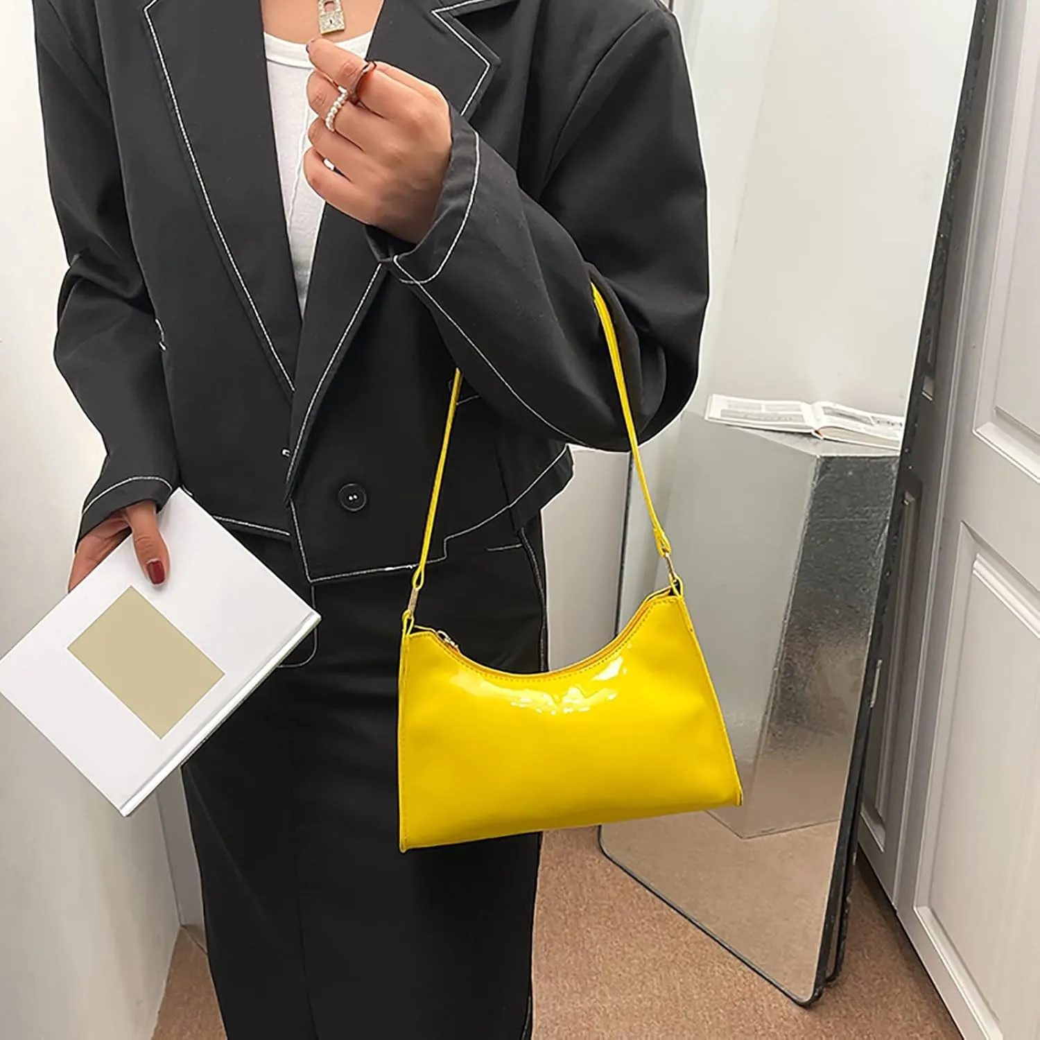 Women's Purses and Handbags Small Capacity Cute Patent Leather Shoulder Bags Shiny Evening Fashion Handbag
