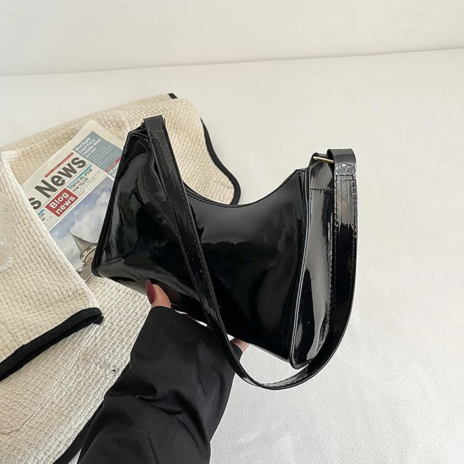 Women's Purses and Handbags Small Capacity Cute Patent Leather Shoulder Bags Shiny Evening Fashion Handbag