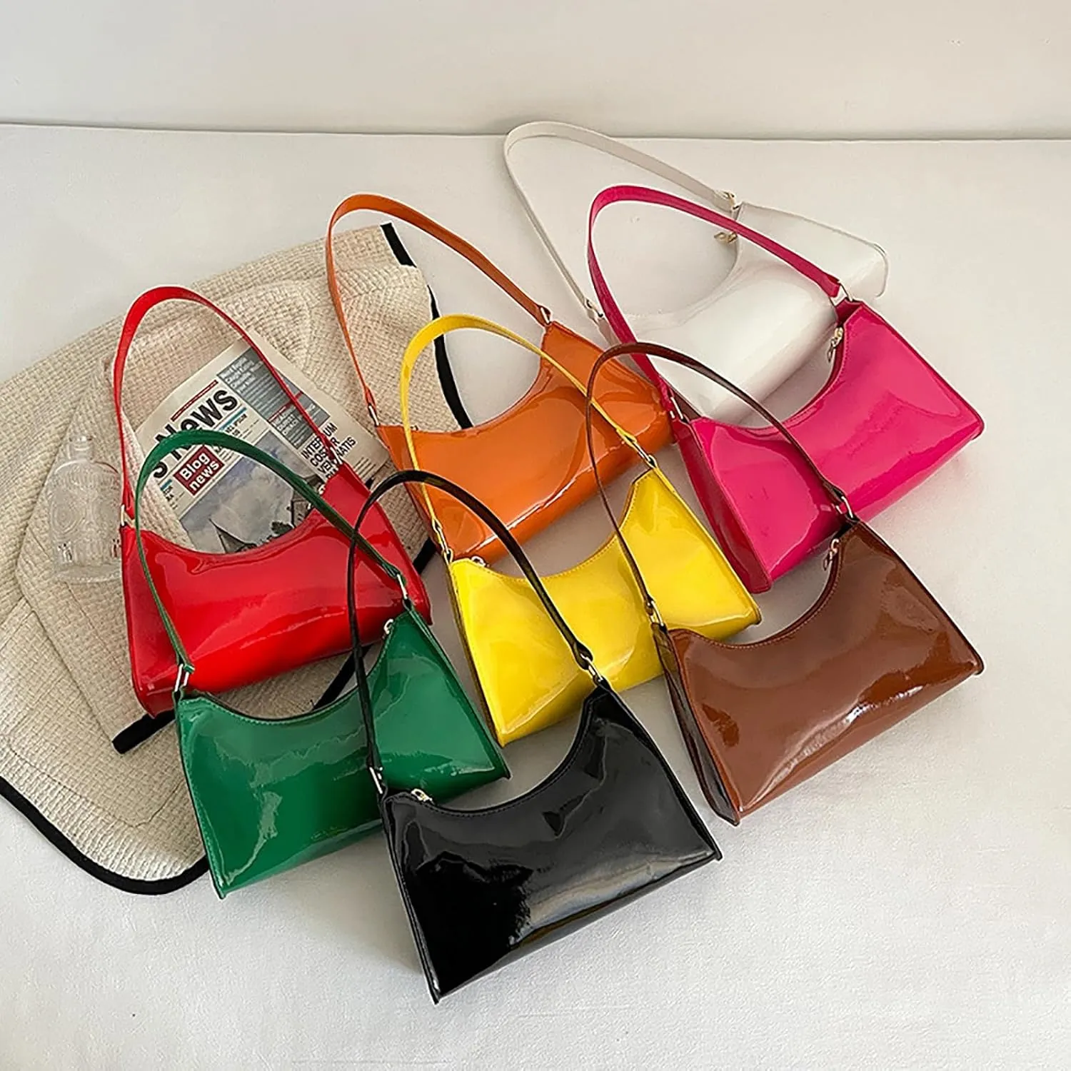 Women's Purses and Handbags Small Capacity Cute Patent Leather Shoulder Bags Shiny Evening Fashion Handbag