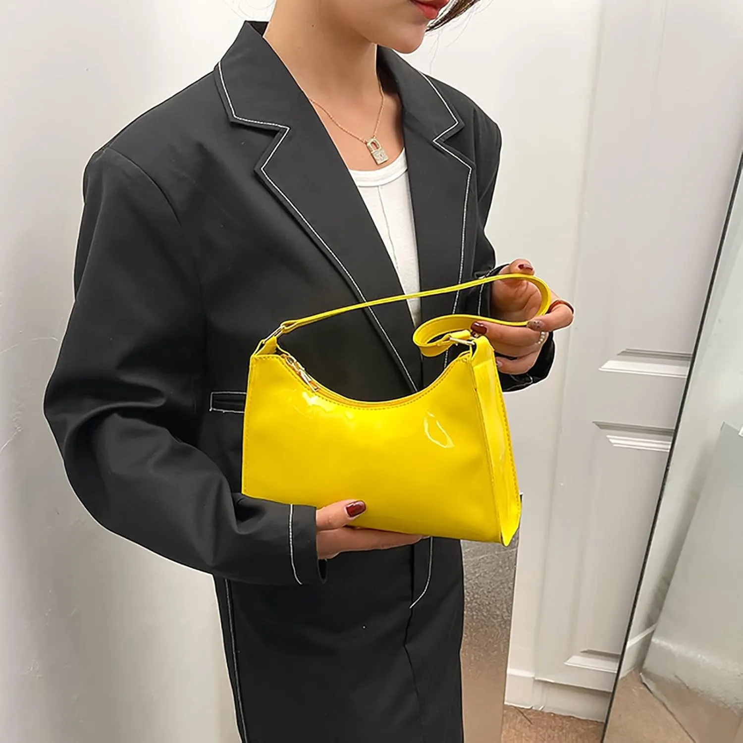 Women's Purses and Handbags Small Capacity Cute Patent Leather Shoulder Bags Shiny Evening Fashion Handbag
