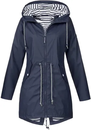 Women's Rain Jackets Waterproof Windbreaker Jackets Packable Lightweight Rain Jacket Outdoor Hooded Raincoat
