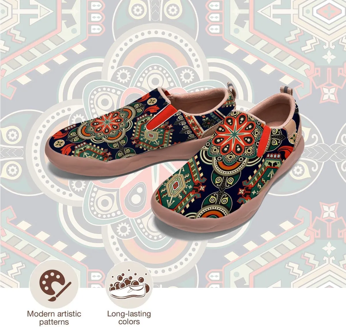 Women's Slip-Ons Floral Painted Loafers Comfortable Walking Travel Shoes
