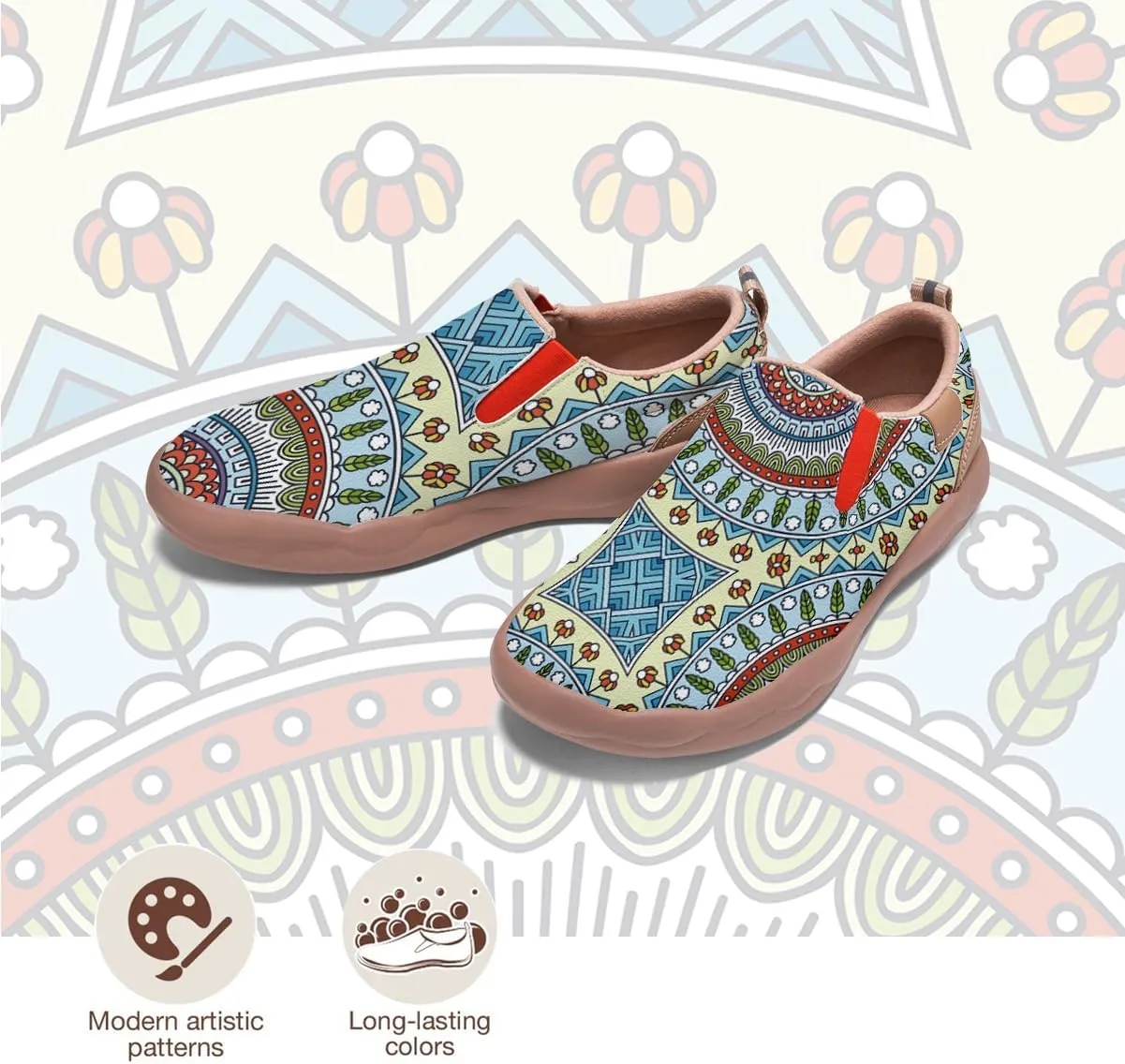 Women's Slip-Ons Floral Painted Loafers Comfortable Walking Travel Shoes