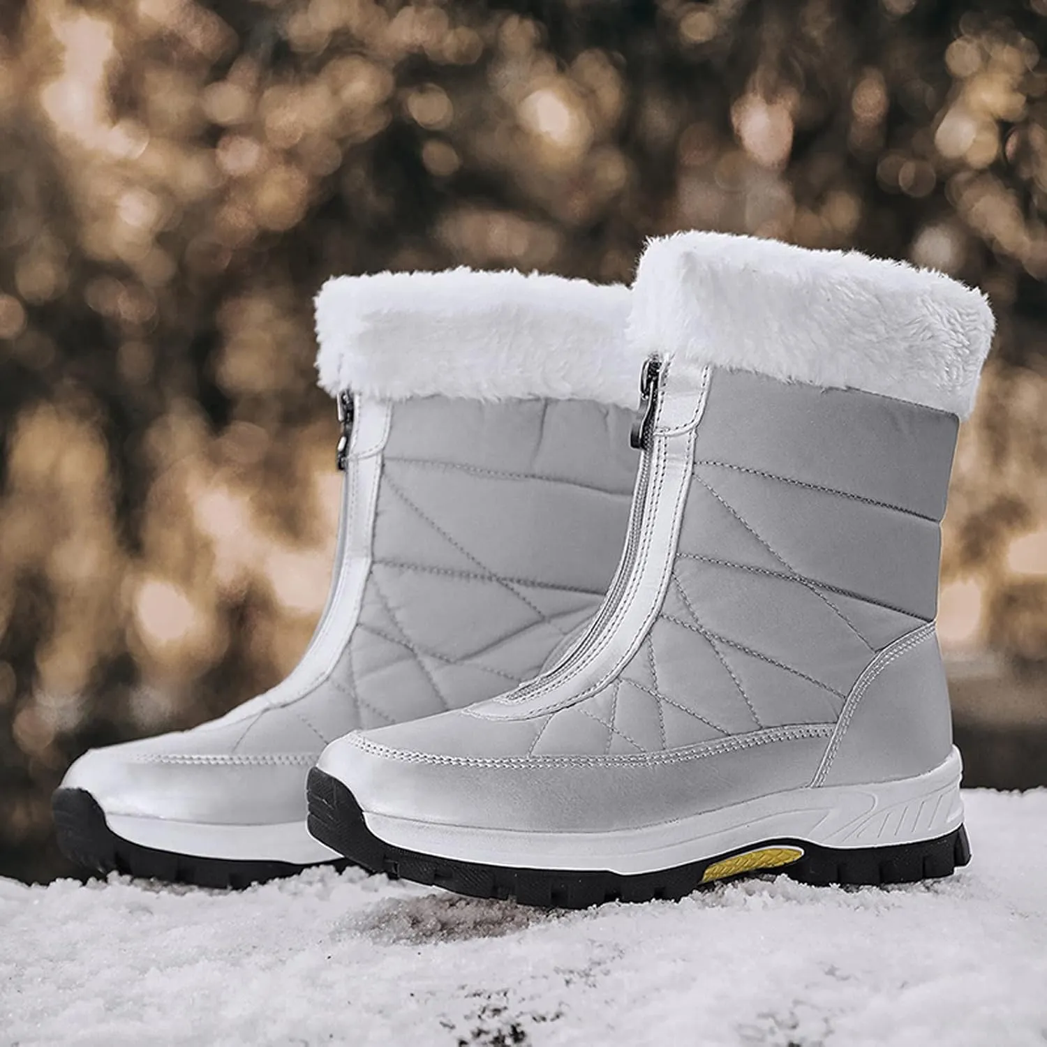 Women's Snow Boots Size 9 Womens Waterproof Winter Boots Ankle Zip Boots Winter Fur Tall Snow Boots Waterproof Insulated Botas Calientes Para Mujer De Invierno