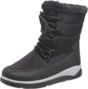 Womens Snow Boots Waterproof Insulated Hiking Womens Waterproof Snow Boots Slip on Furry Winter Boots Woman Winter Leather Knee High Winter Boots Botas Impermeables Para Mujeres