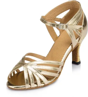 Women's Suede Sole Party Wedding Shoes Pu Sandals Practice Ballroom Dance Shoes