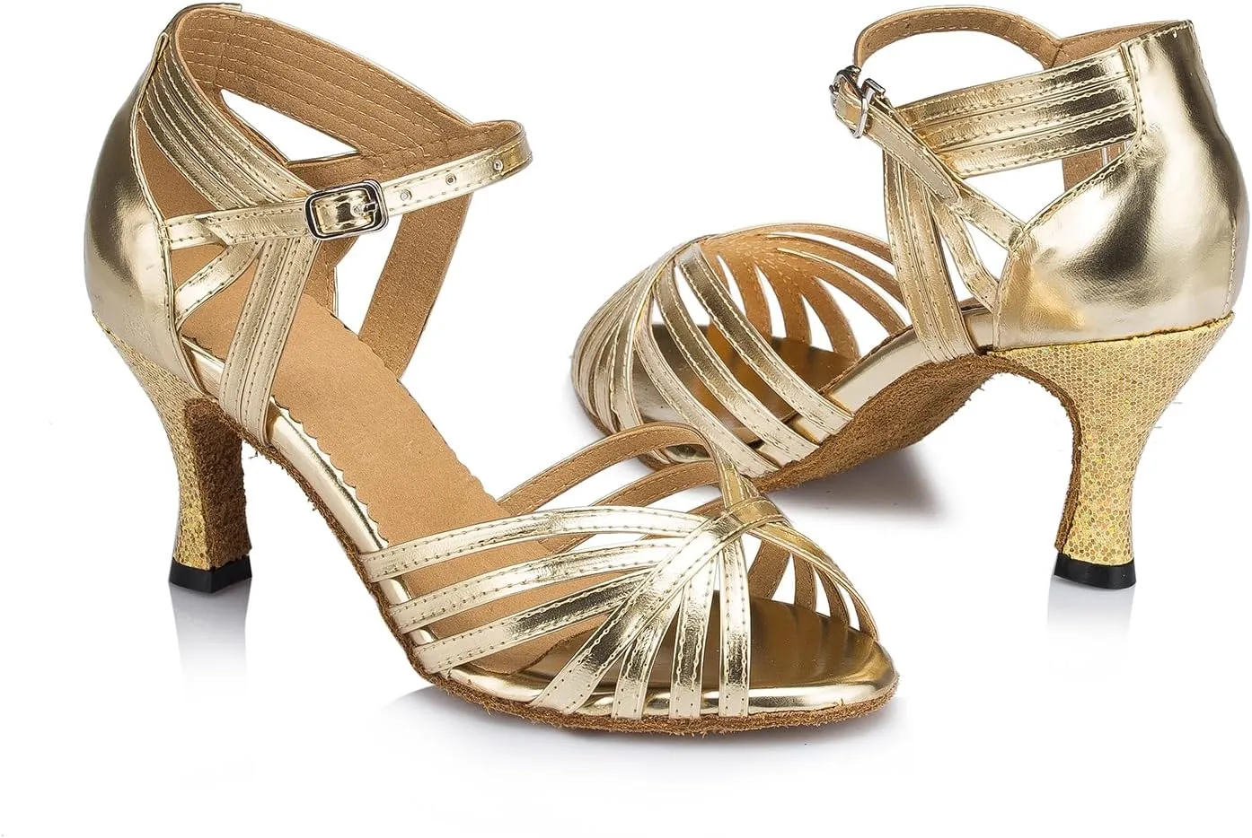 Women's Suede Sole Party Wedding Shoes Pu Sandals Practice Ballroom Dance Shoes