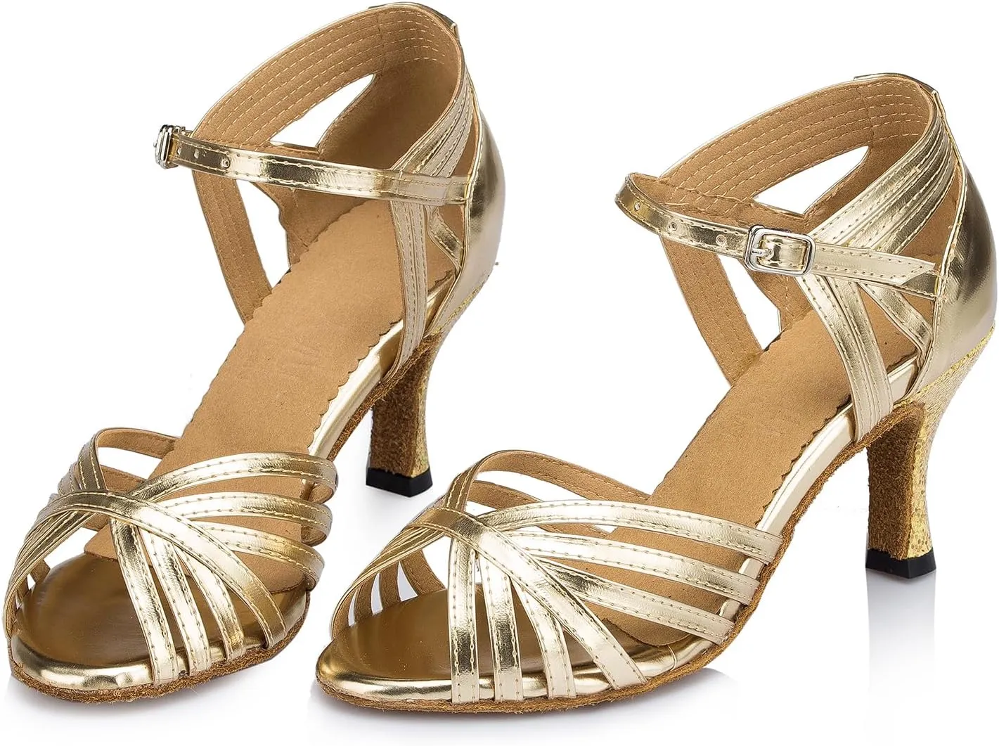 Women's Suede Sole Party Wedding Shoes Pu Sandals Practice Ballroom Dance Shoes