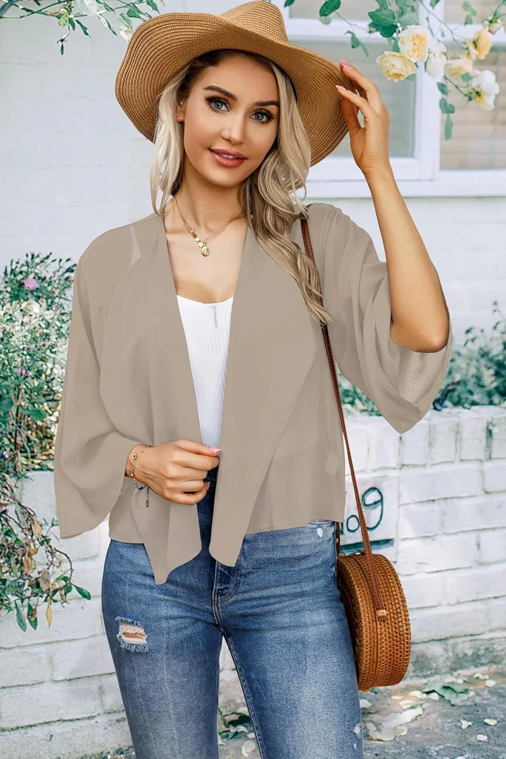 Womens Summer Tops Short Shrugs Kimono Cardigans Casual Chiffon Bolero Jackets