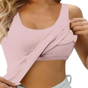Womens Tank Tops with Built in Bra with Padding Camisole Tops for Women Built in Bra Casual Sleeveless Undershirt Top