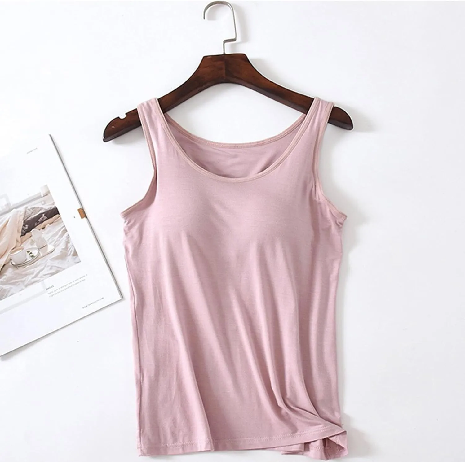 Womens Tank Tops with Built in Bra with Padding Camisole Tops for Women Built in Bra Casual Sleeveless Undershirt Top