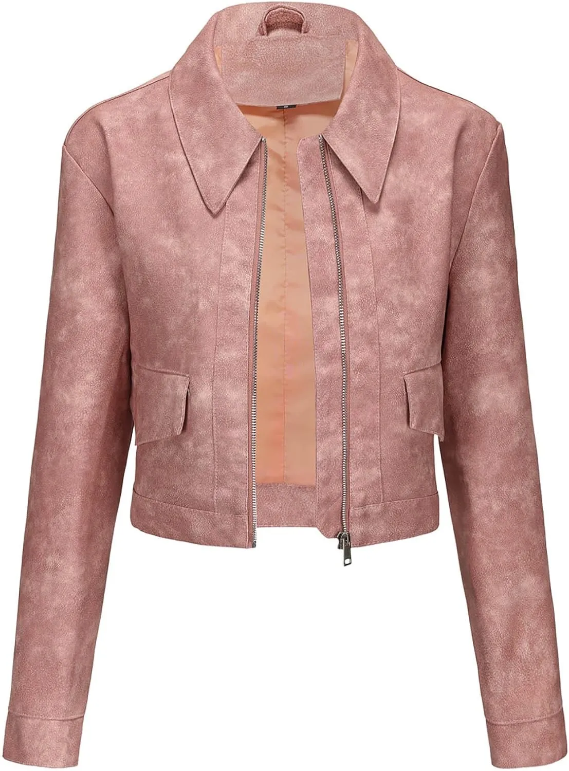 Women's The Classic Faux Leather Moto Jacket Faux Leather Zip Up Moto Biker Jacket Vegan Jackets Motocycle Biker Coat