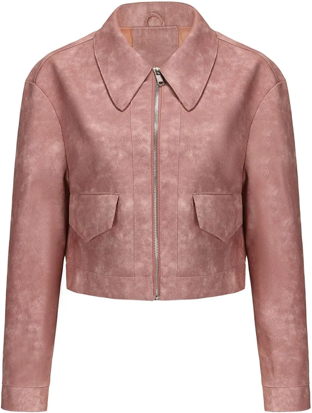 Women's The Classic Faux Leather Moto Jacket Faux Leather Zip Up Moto Biker Jacket Vegan Jackets Motocycle Biker Coat
