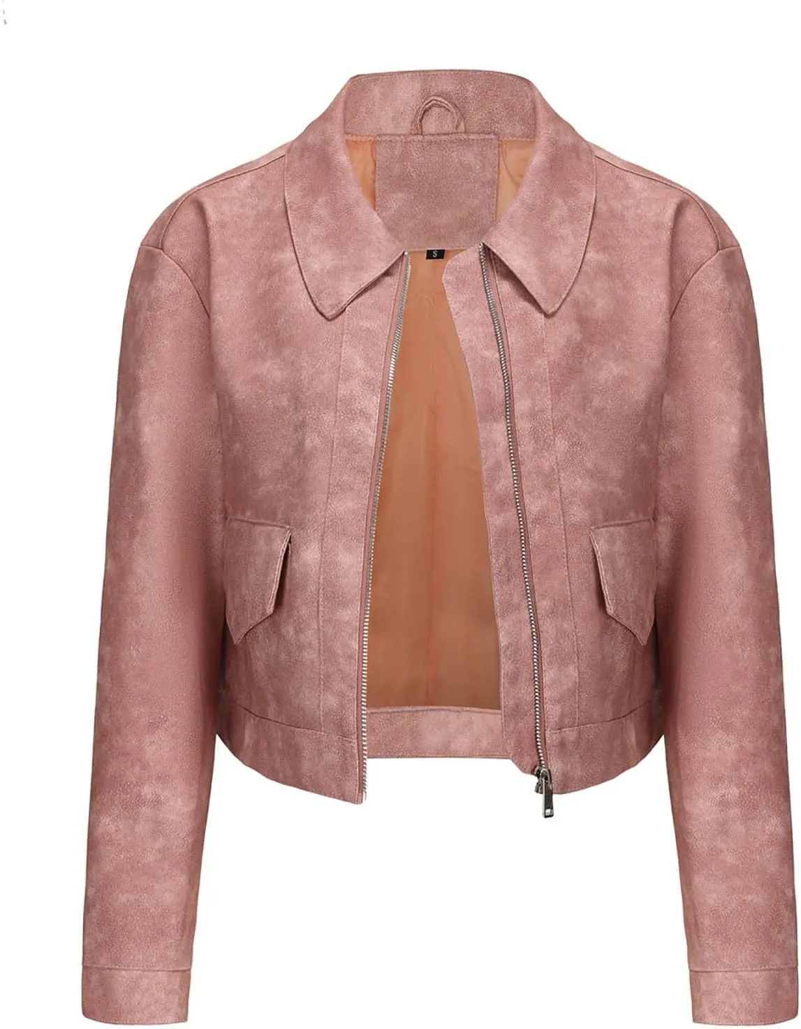 Women's The Classic Faux Leather Moto Jacket Faux Leather Zip Up Moto Biker Jacket Vegan Jackets Motocycle Biker Coat