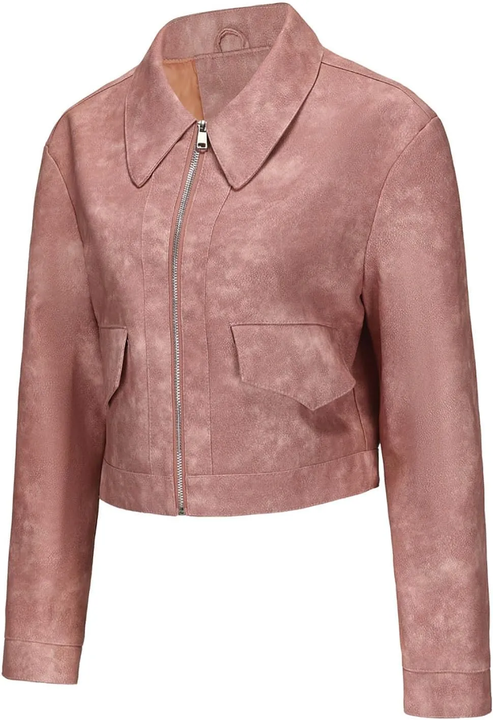 Women's The Classic Faux Leather Moto Jacket Faux Leather Zip Up Moto Biker Jacket Vegan Jackets Motocycle Biker Coat