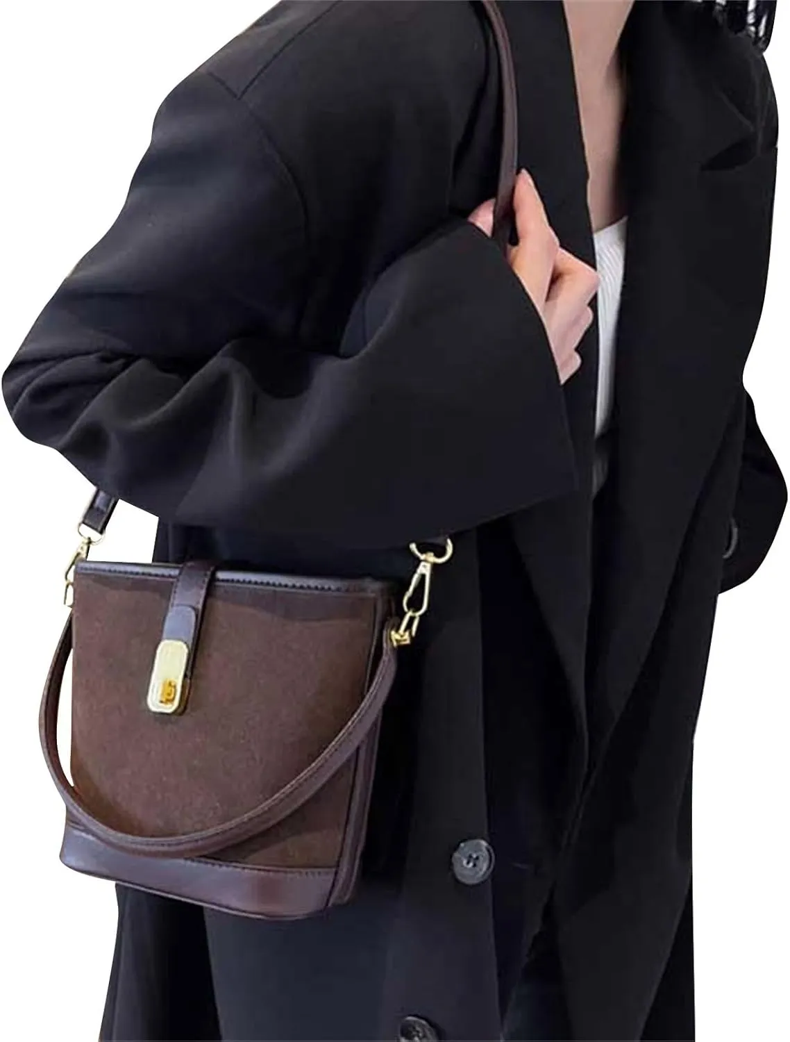 Women's Top-Handle Handbags Faux Vegan Leather Medium Crossbody Bags Casual Fashion Everyday Satchel Purse