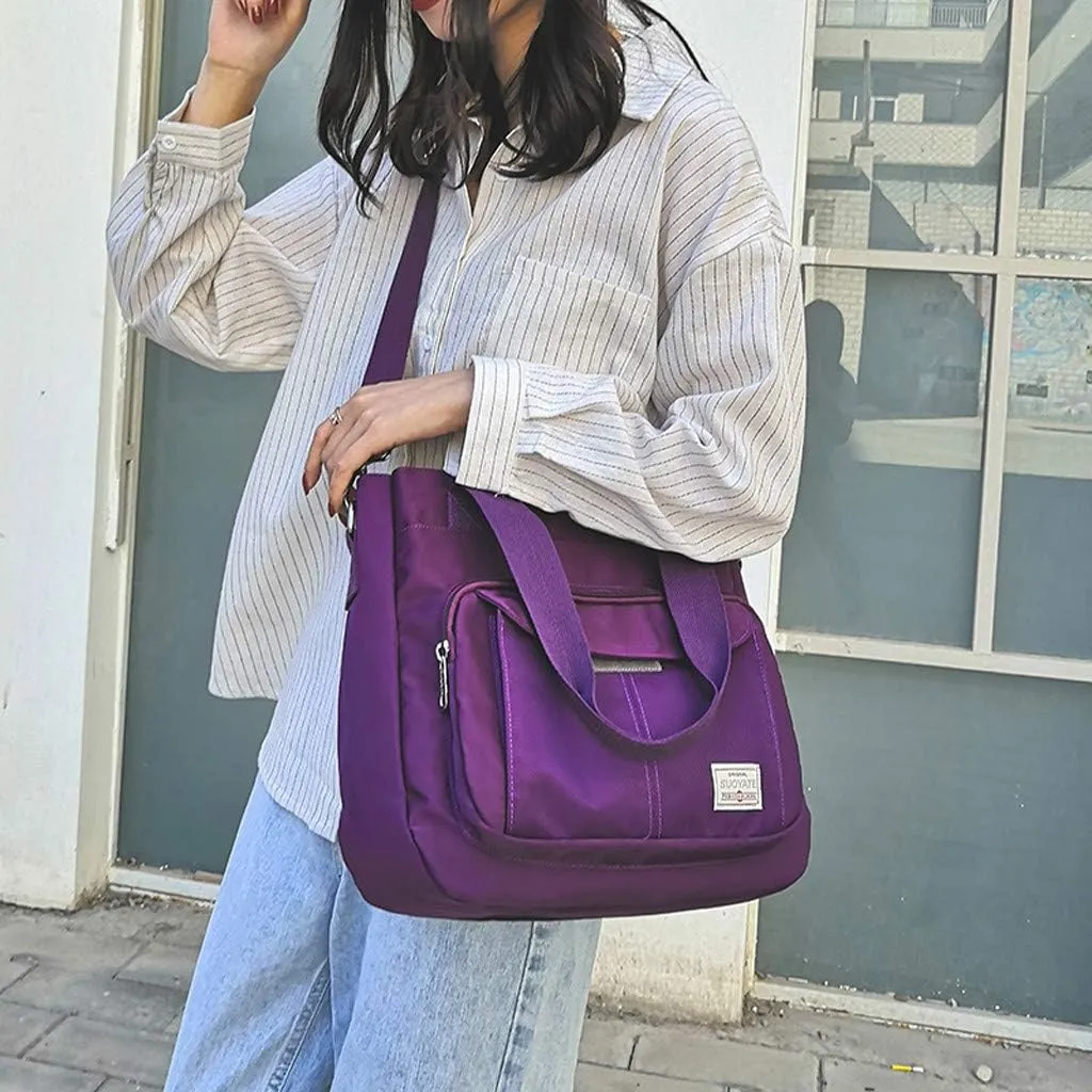 Women's Trendy Purses Vegan Leather Hobo Handbags Lightweight Quilted Fabric Handbags for Women Messenger Bag(Purple)
