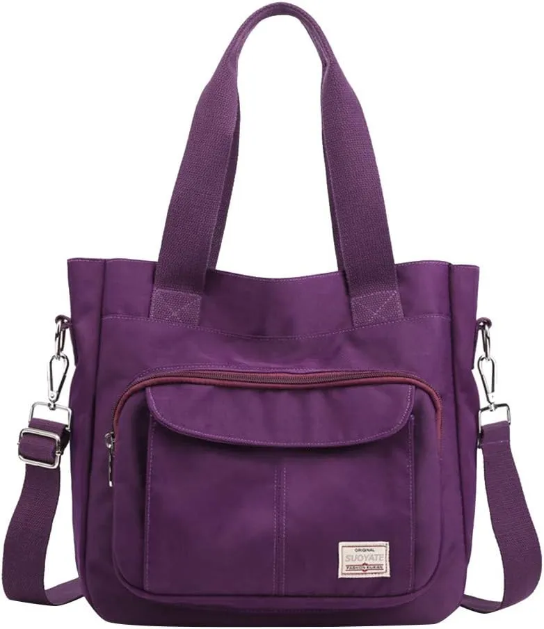 Women's Trendy Purses Vegan Leather Hobo Handbags Lightweight Quilted Fabric Handbags for Women Messenger Bag(Purple)
