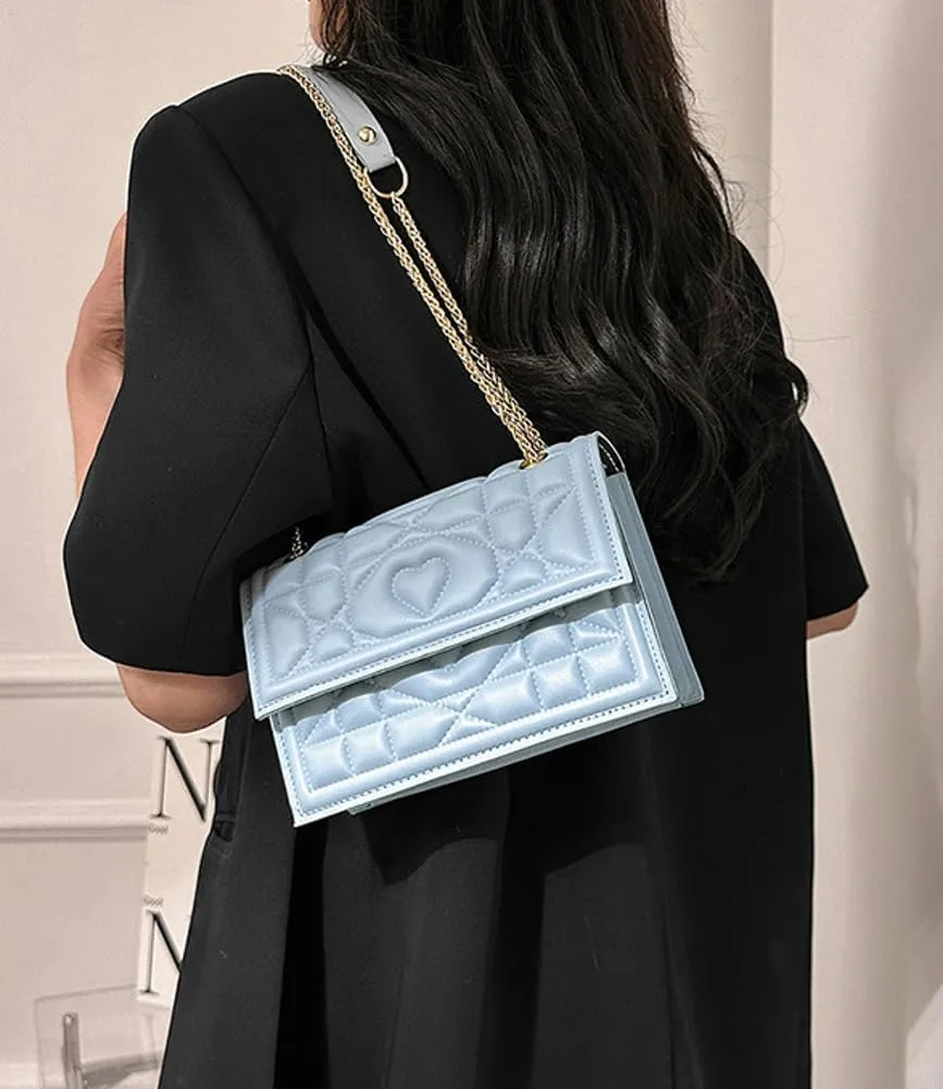 Womens Trendy Shoulder Crossbody Bag PU Leather Y2k Purse Small Totes Handbag Casual Top Handle Satchel with Chain