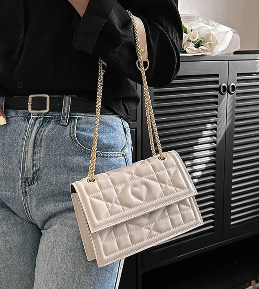 Womens Trendy Shoulder Crossbody Bag PU Leather Y2k Purse Small Totes Handbag Casual Top Handle Satchel with Chain