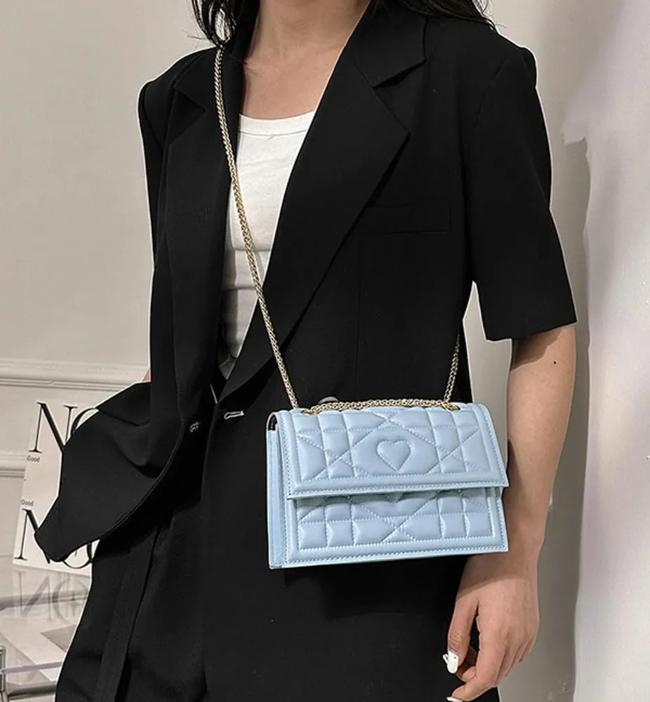 Womens Trendy Shoulder Crossbody Bag PU Leather Y2k Purse Small Totes Handbag Casual Top Handle Satchel with Chain