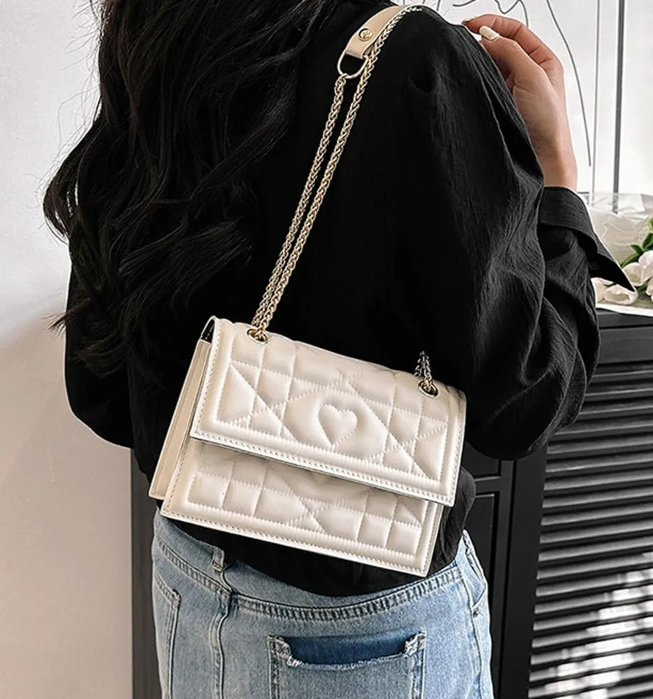 Womens Trendy Shoulder Crossbody Bag PU Leather Y2k Purse Small Totes Handbag Casual Top Handle Satchel with Chain