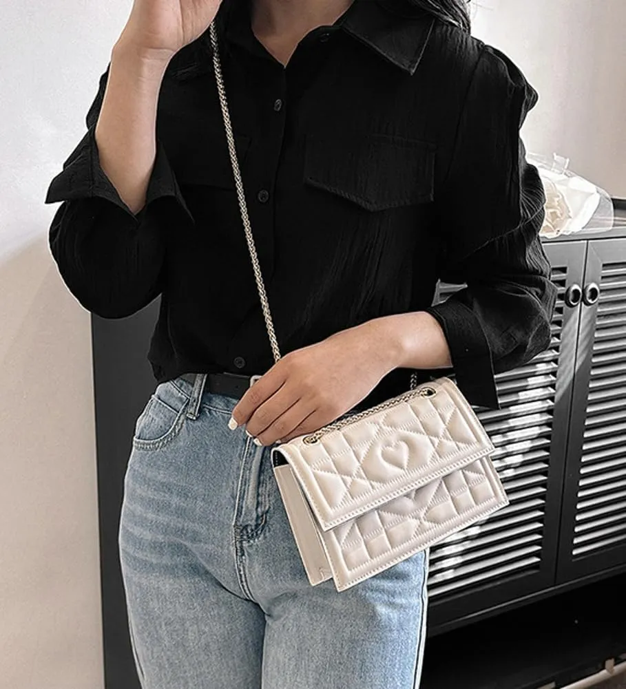Womens Trendy Shoulder Crossbody Bag PU Leather Y2k Purse Small Totes Handbag Casual Top Handle Satchel with Chain