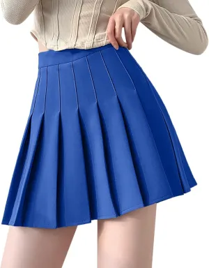 Women's Waist Chain Skirt High Waist Check Pleated Skirt