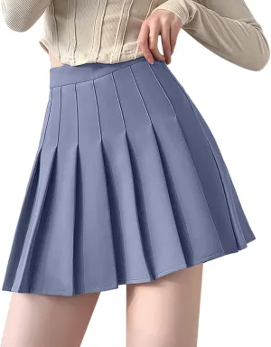 Women's Waist Chain Skirt High Waist Check Pleated Skirt