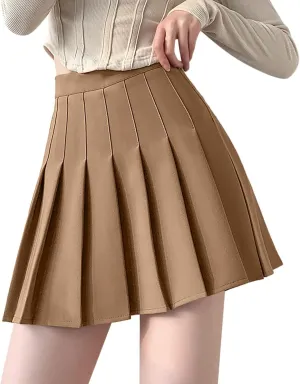 Women's Waist Chain Skirt High Waist Check Pleated Skirt
