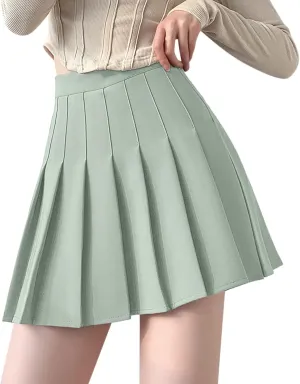 Women's Waist Chain Skirt High Waist Check Pleated Skirt