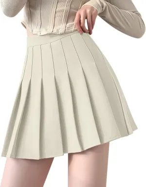 Women's Waist Chain Skirt High Waist Check Pleated Skirt